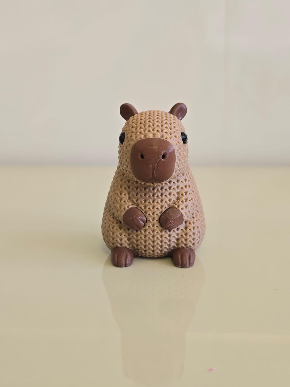 Capivara Decorativa com Textura Crochê Estatueta 3D Artesanal Charmosa para Sala