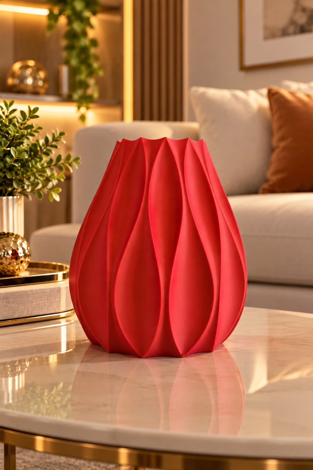 Vaso Decorativo Design Orgânico Ondulado Moderno em Impressão 3D para Sala