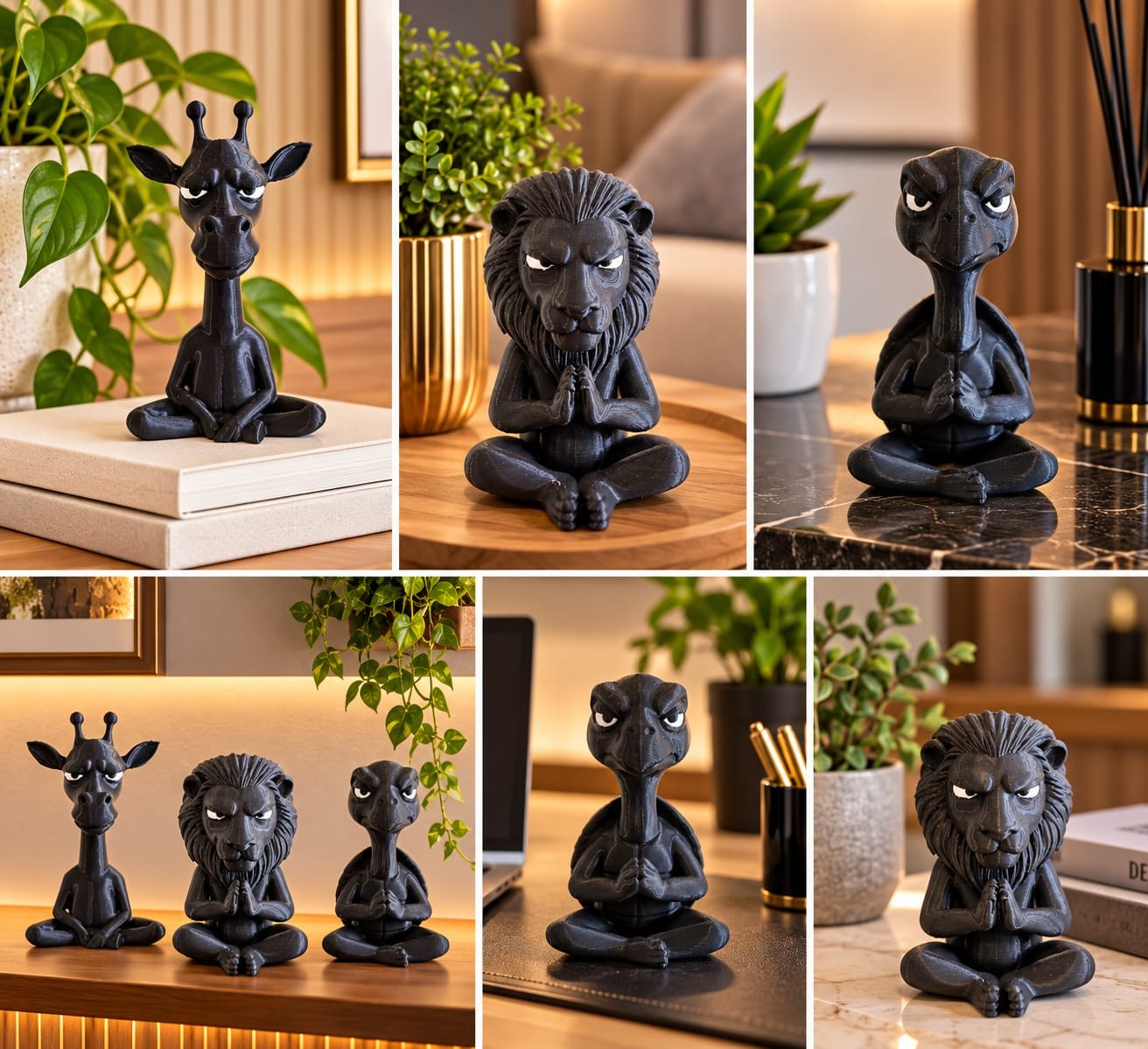 Estatueta Rabugenta em Meditação Decoração Criativa Impressão 3D para Mesa - UNIDADE
