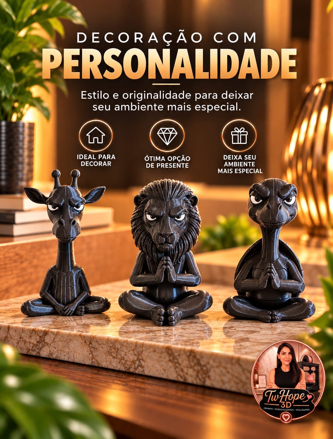 Estatueta Rabugenta em Meditação Decoração Criativa Impressão 3D para Mesa - UNIDADE