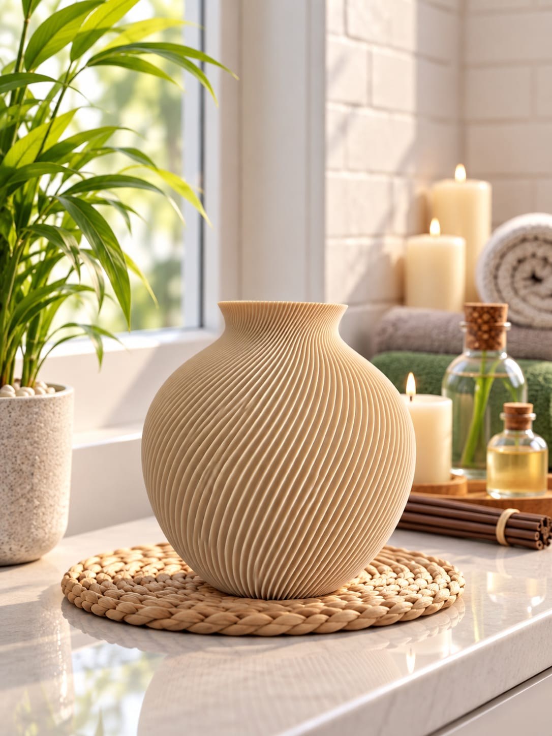 Vaso Decorativo Ondulado Design Escultural Moderno em Impressão 3D para Sala e Aparador