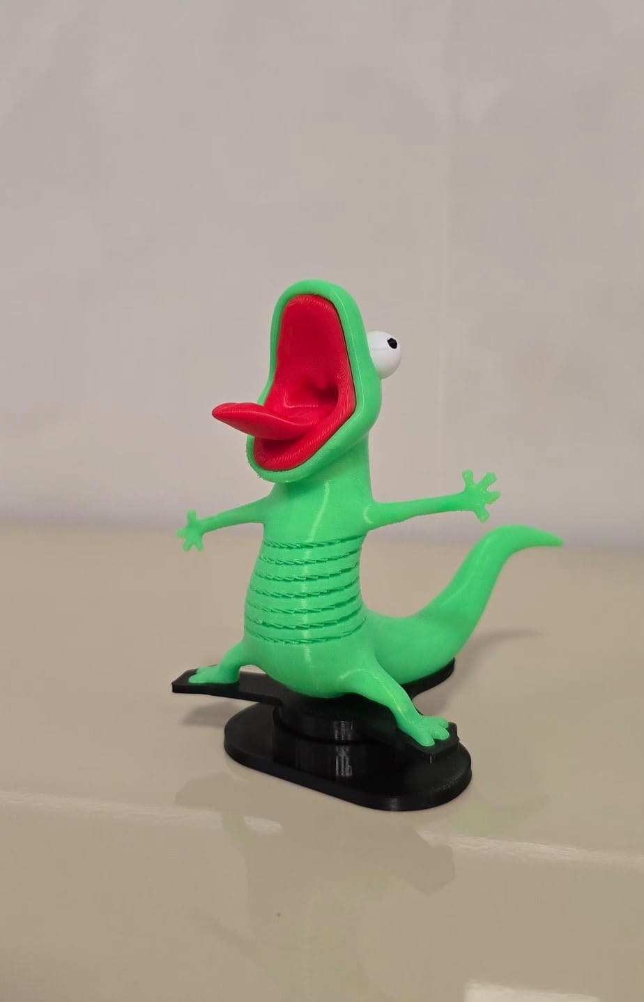 Enfeite Lagarto Divertido com Mola para Moto e Carro, Suporte Incluso, Decoração 3D