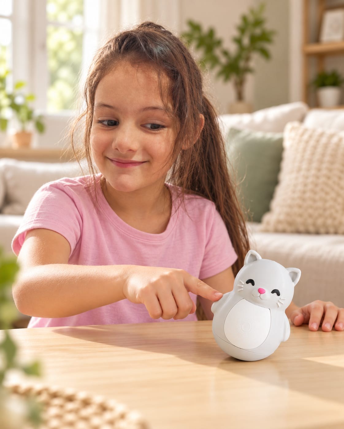 Gatinho João-Bobo Decorativo em Impressão 3D com Movimento de Balanço para Crianças