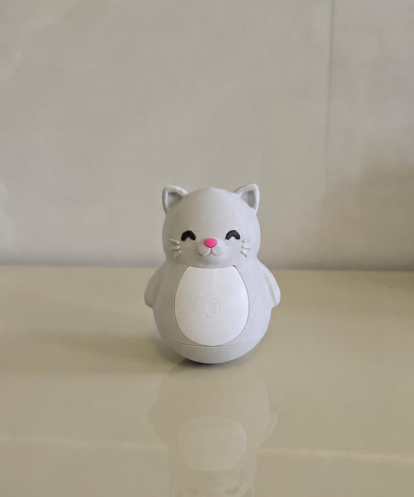 Gatinho João-Bobo Decorativo em Impressão 3D com Movimento de Balanço para Crianças
