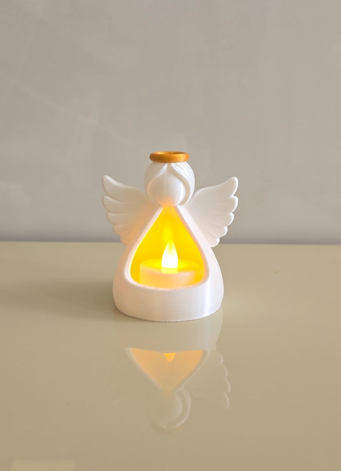 Porta Vela Anjo Decorativo Iluminado em Impressão 3D para Quarto Infantil e Mesa